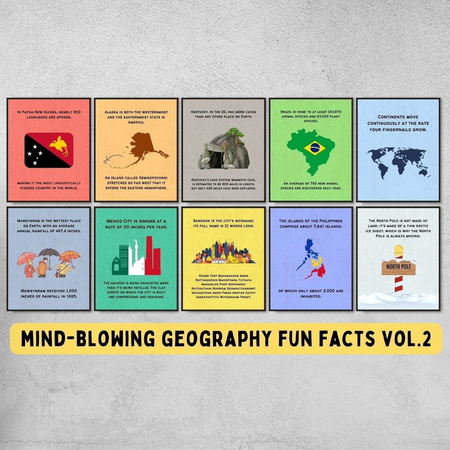 Fun Facts Posters for Geography Classroom Decor