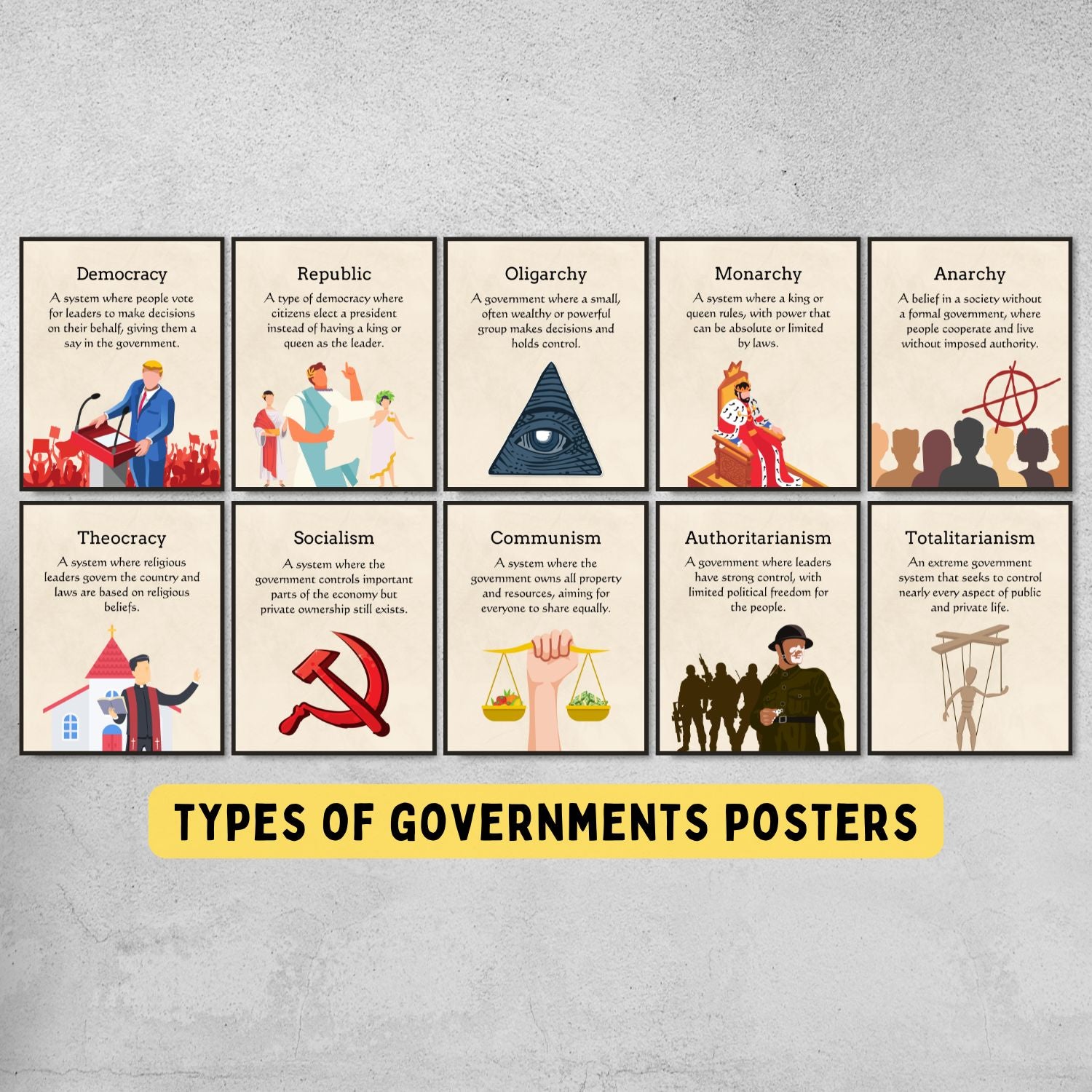 Types of Governments Posters for Classroom Decor 2.0 – Eggcellent 