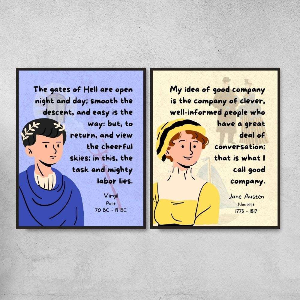 People in literature classroom posters and english teacher gift