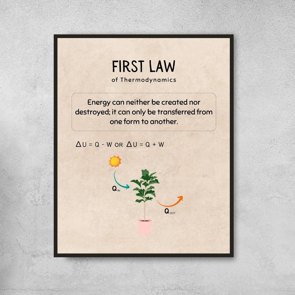 Laws of Thermodynamics vintage posters for science classroom decor