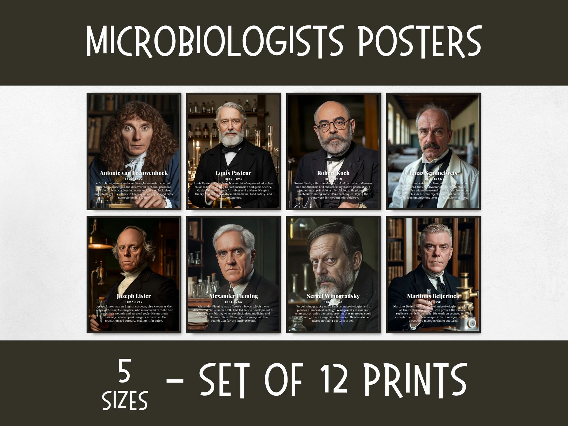 Famous Microbiologists Posters for Classroom Decor