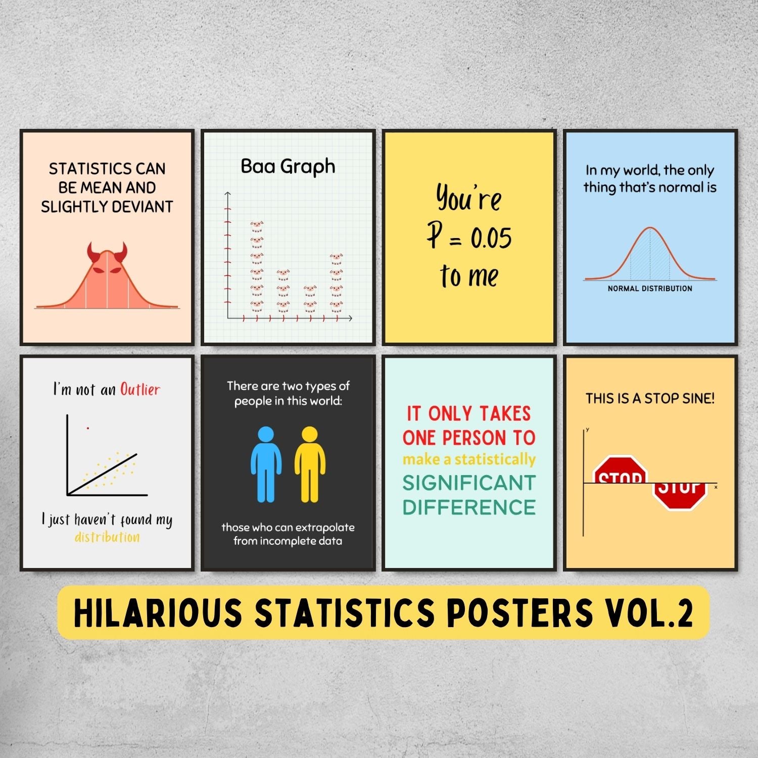 Funny Statistics Posters for Math Classroom Decor