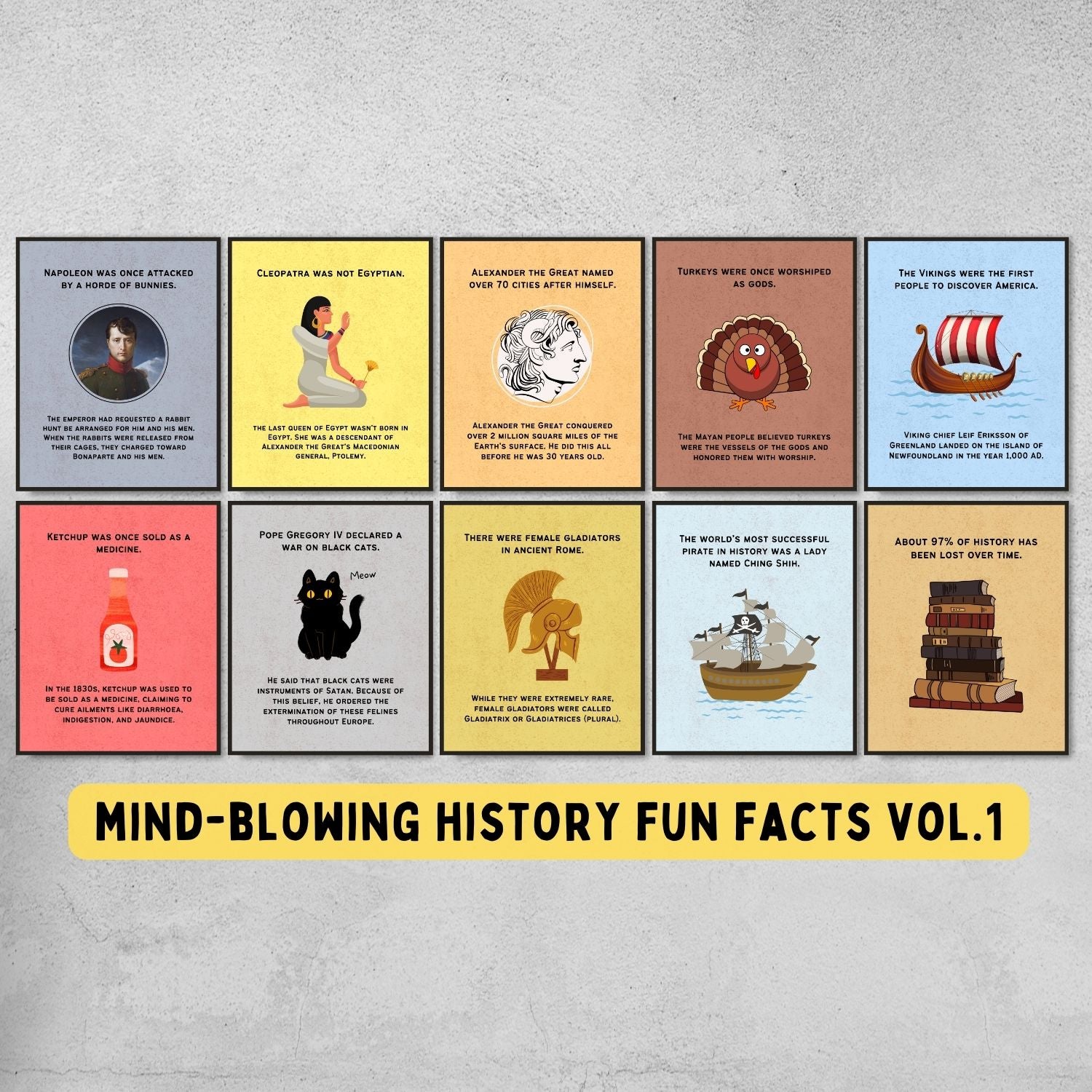 history fun facts posters for social studies classroom decoration