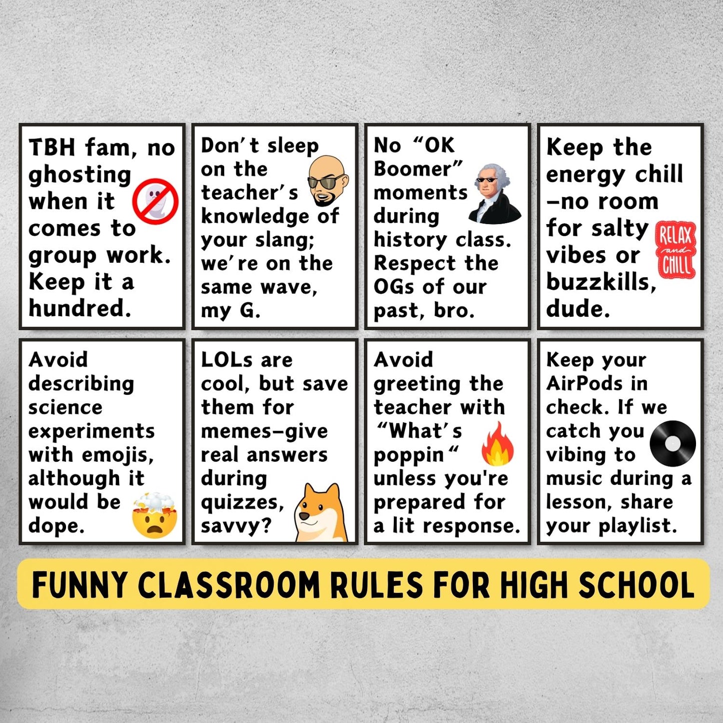 Funny classroom rules decoration posters for high school