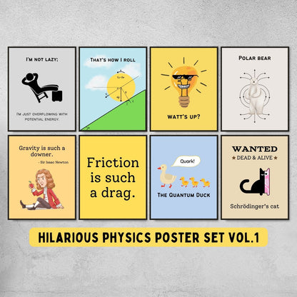 funny physics posters for science classroom decoration and teacher gifts