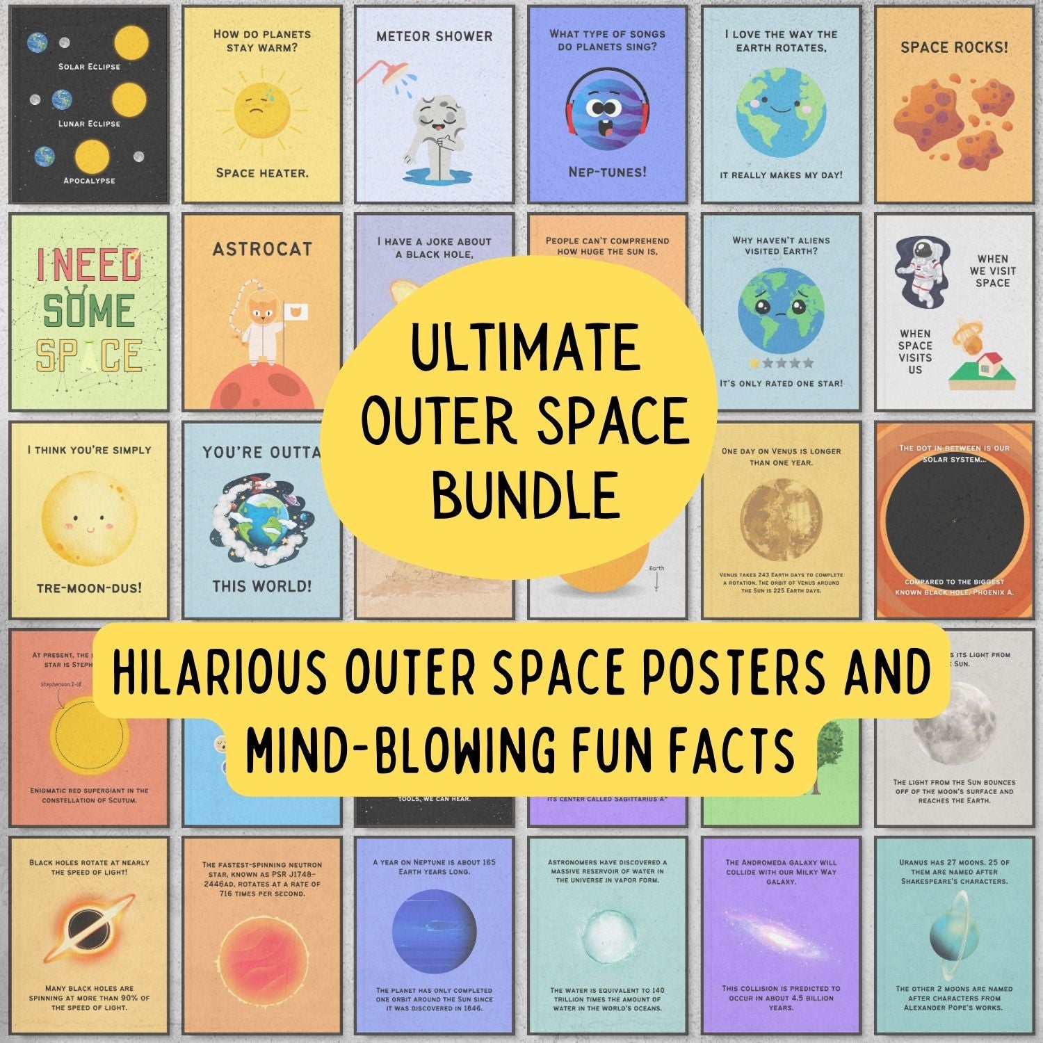 Outer space poster bundle for science classroom decoration