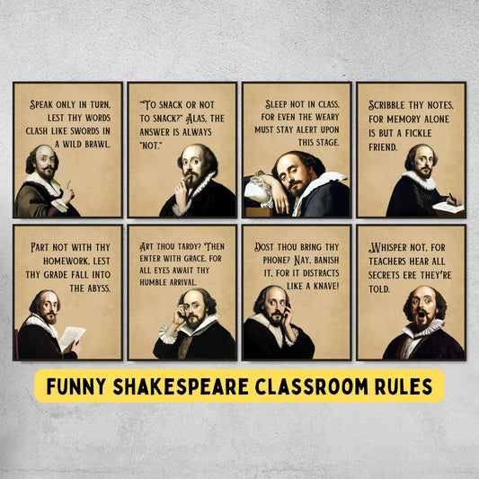 Funny Shakespeare Rules Posters for Classroom Decor