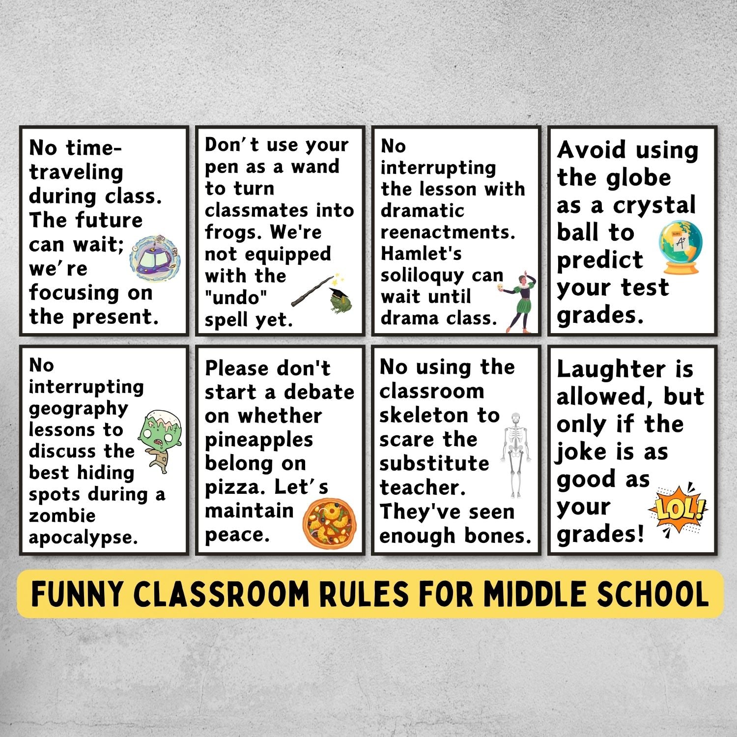 Funny classroom rules decoration posters for middle school