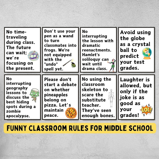 Funny classroom rules decoration posters for middle school