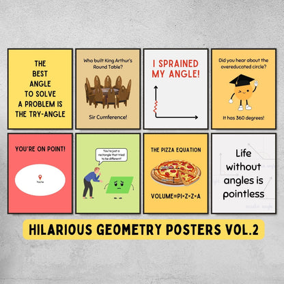 Funny Geometry Posters for Math Classroom Decor