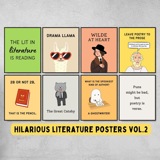 Funny literature posters for classroom decor