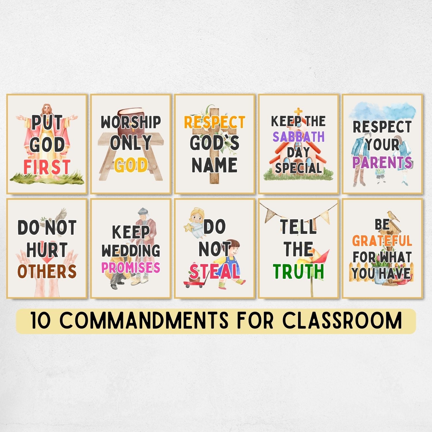 10 Commandments Posters for Classroom Decorations