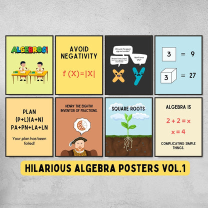 Funny Algebra Posters for Math Classroom Decor