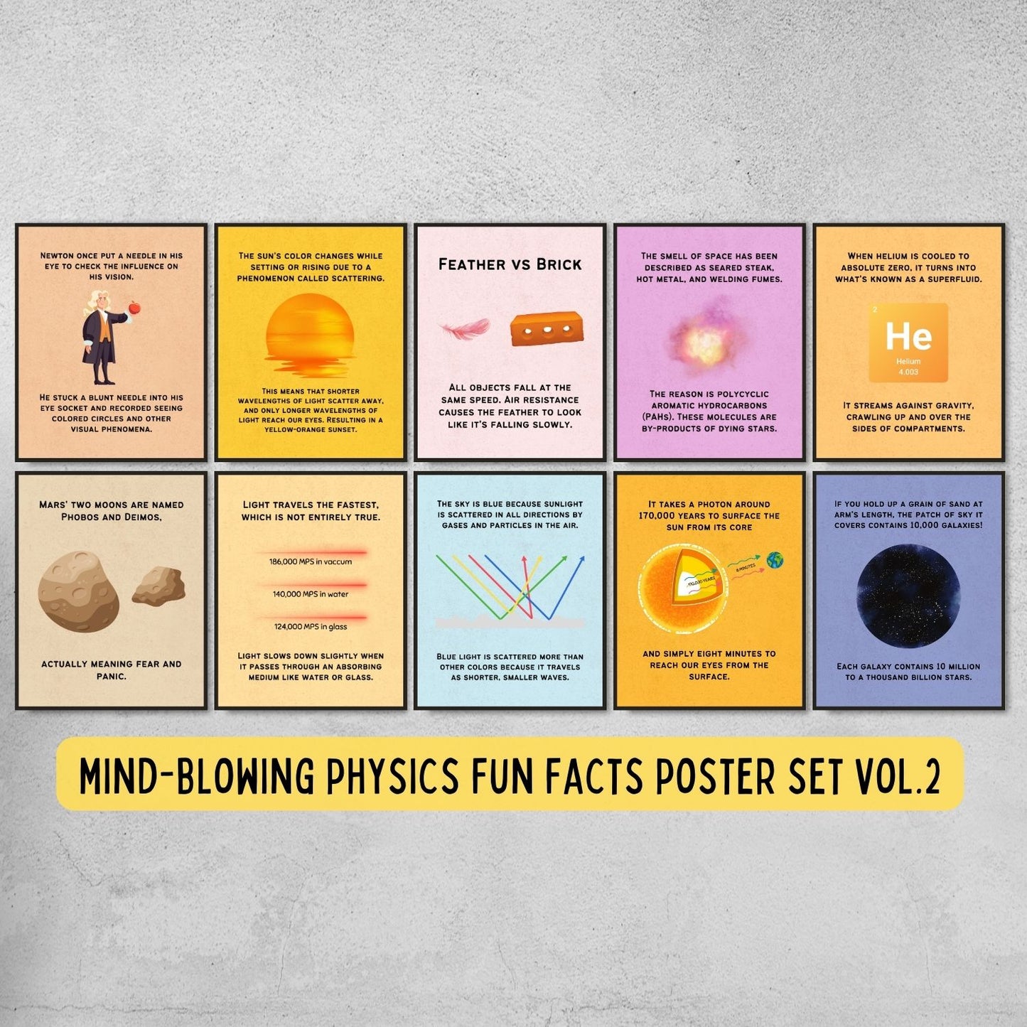 Fun Facts Posters for Physics Classroom Decor