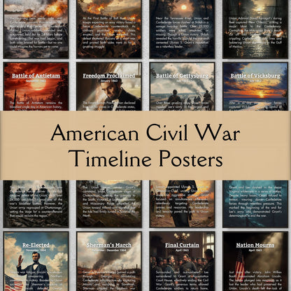 American Civil War Timeline Posters for History Classroom Decor