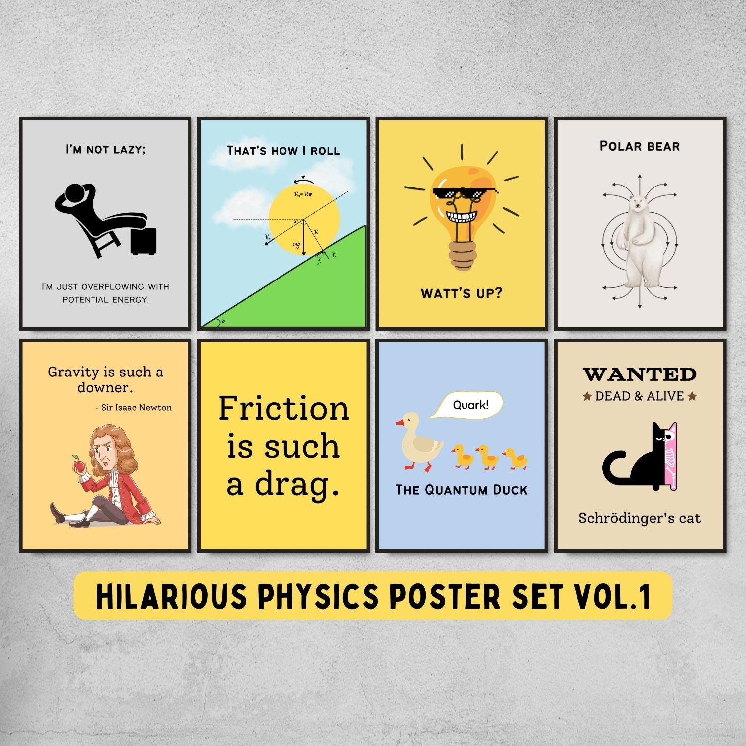 funny physics posters for science classroom decoration