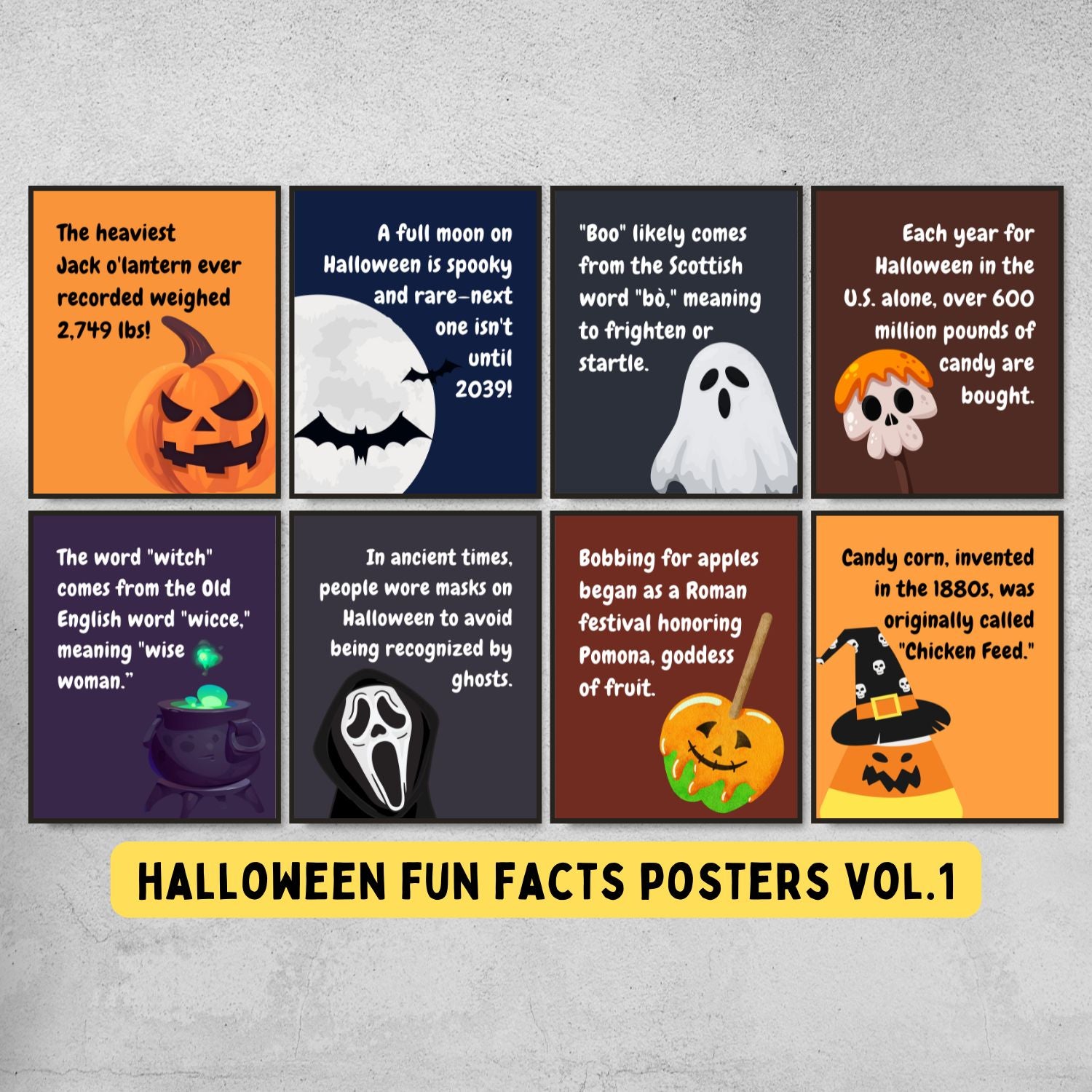 Halloween Fun Facts Posters for Classroom Decor