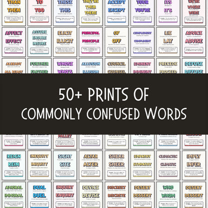 Bundle of Commonly Confused Words Posters for Classroom Decor