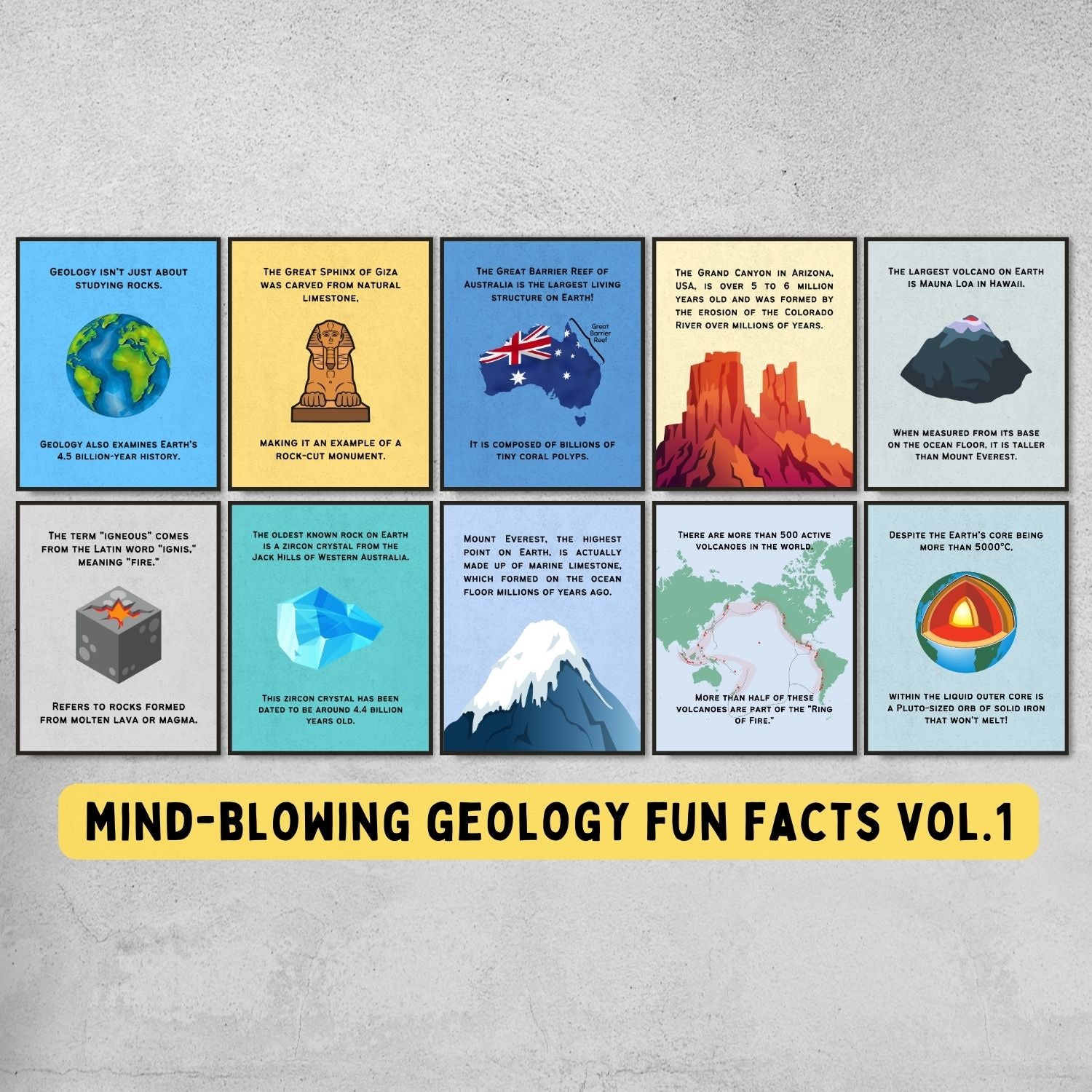 fun facts posters for geology classroom decoration