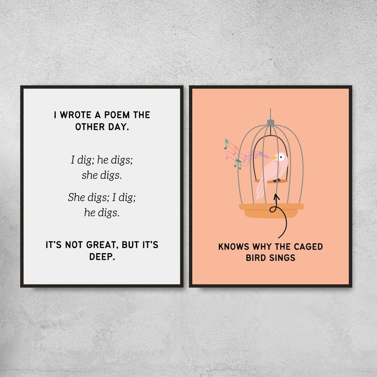 Funny literature posters for classroom decor