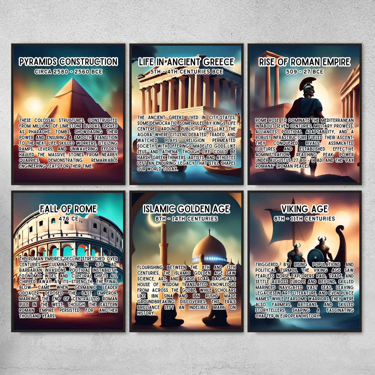 36 Chronological History timeline posters for history classroom decor