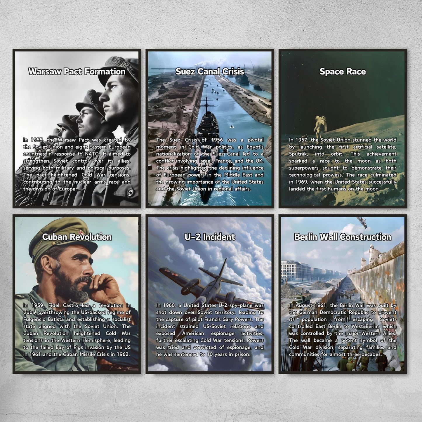 18 Chronological Cold War timeline posters for History classroom decor