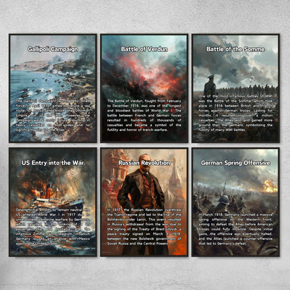 18 Chronological World War I timeline posters for History classroom decor