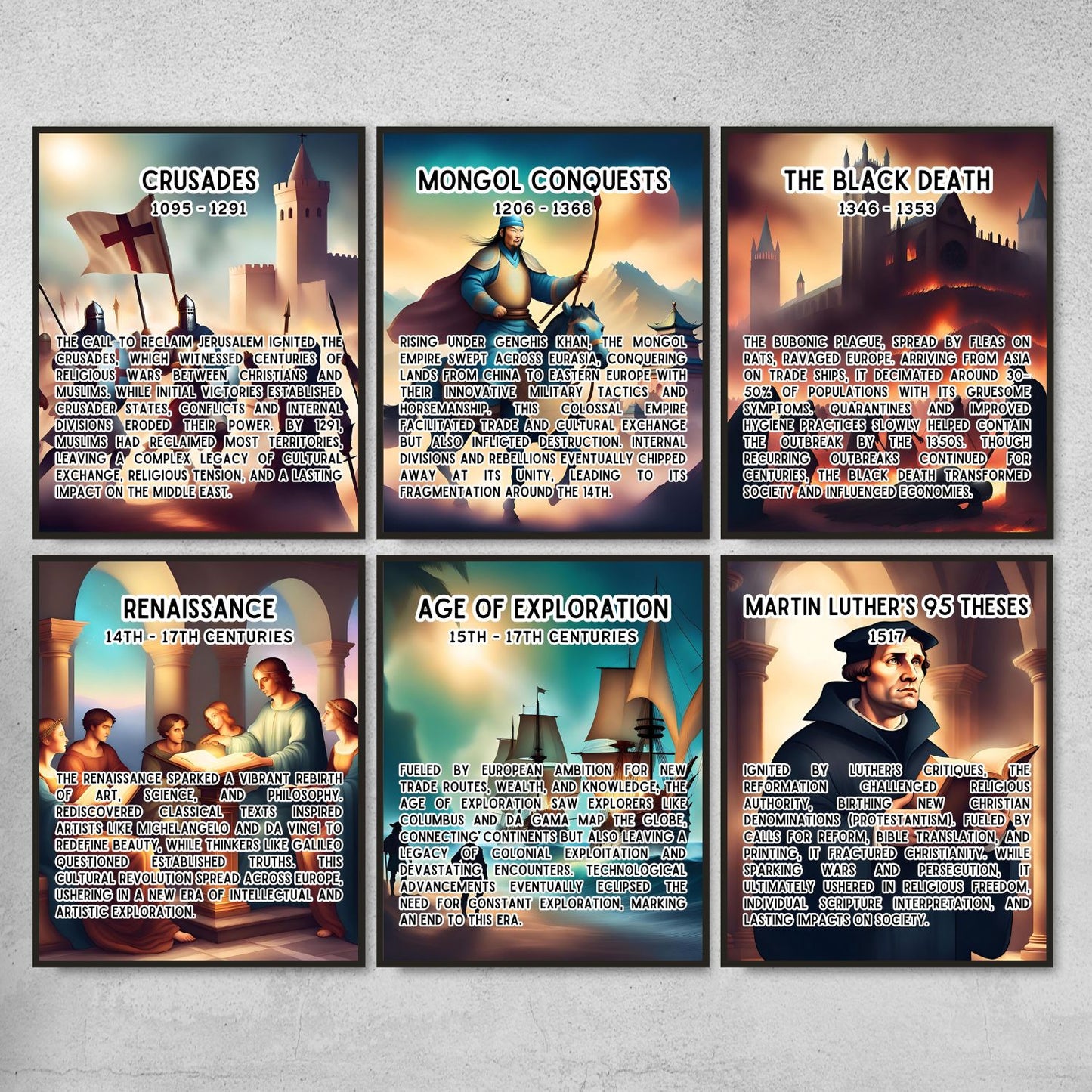 36 Chronological History timeline posters for history classroom decor