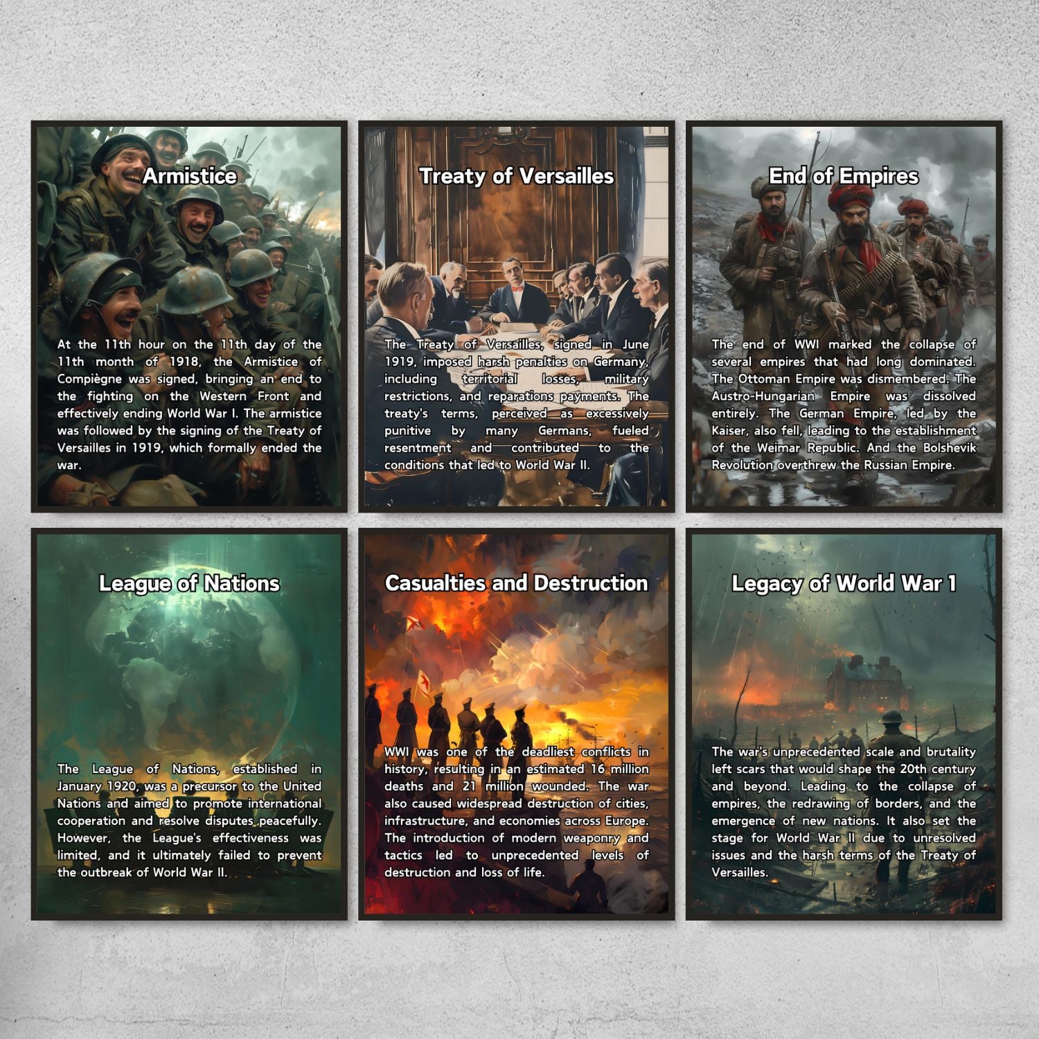 18 Chronological World War I timeline posters for History classroom decor