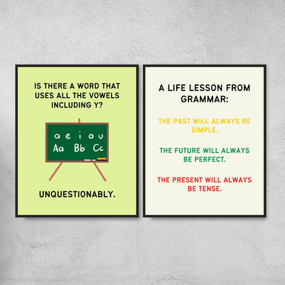 Funny grammar posters for english classroom decoration