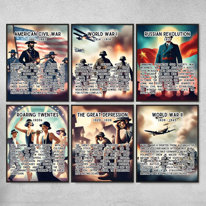 36 Chronological History timeline posters for history classroom decor