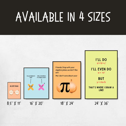 Funny Algebra Posters for Math Classroom Decor