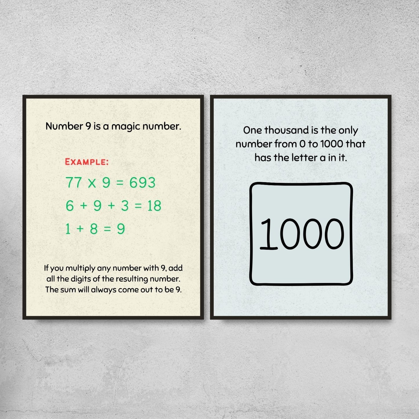 Math fun facts posters for math classroom decor