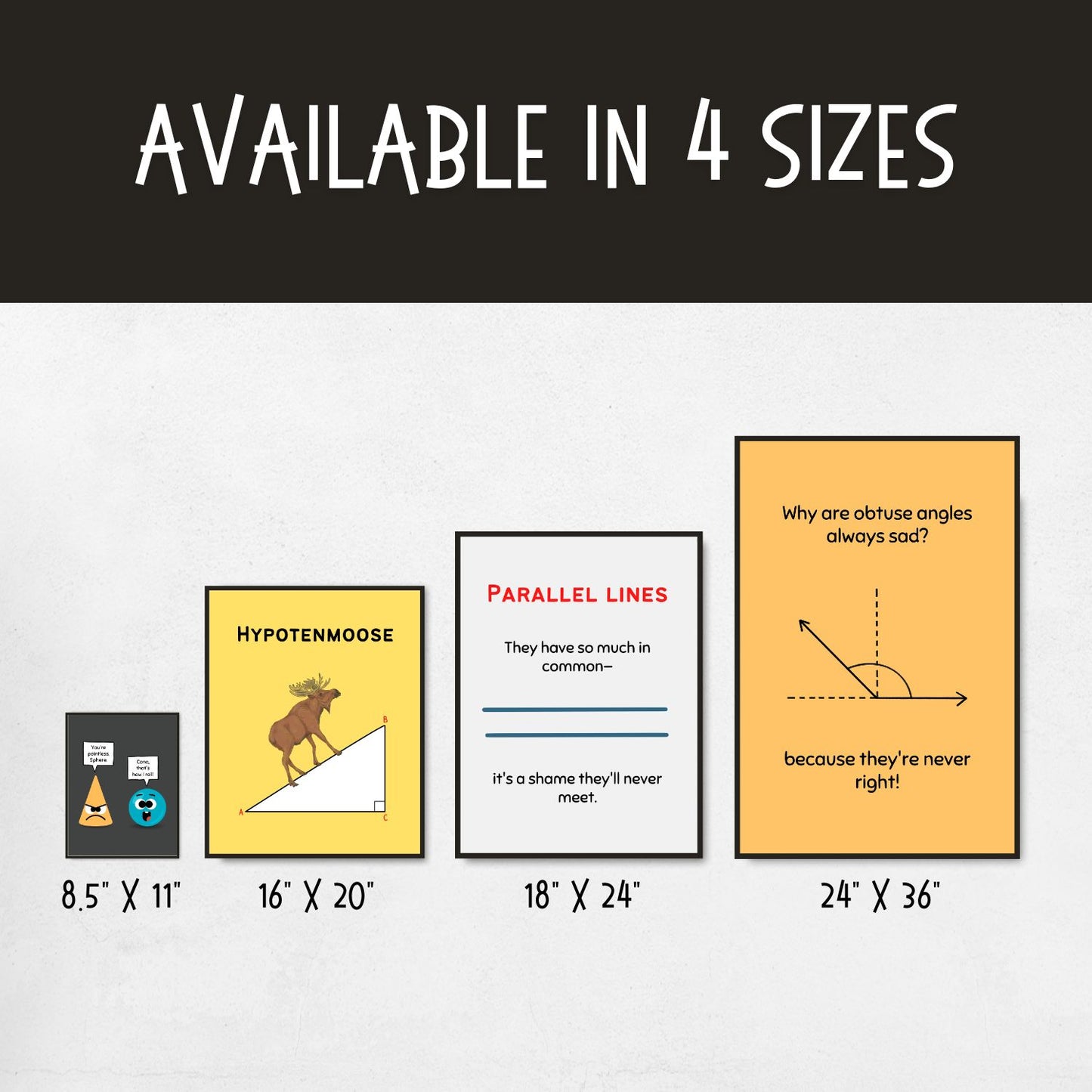 Funny Geometry Posters for Math Classroom Decor