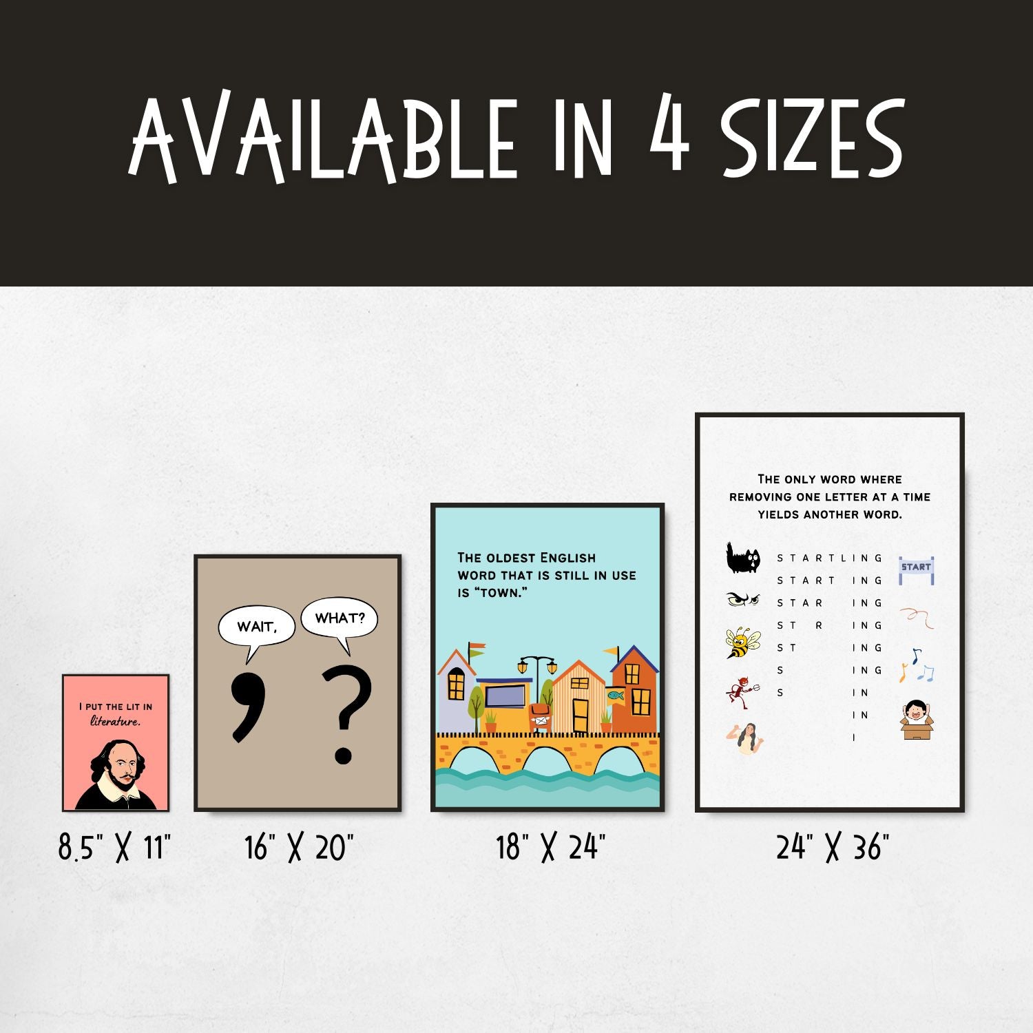 Bundle of fun facts and funny posters for english classroom decor