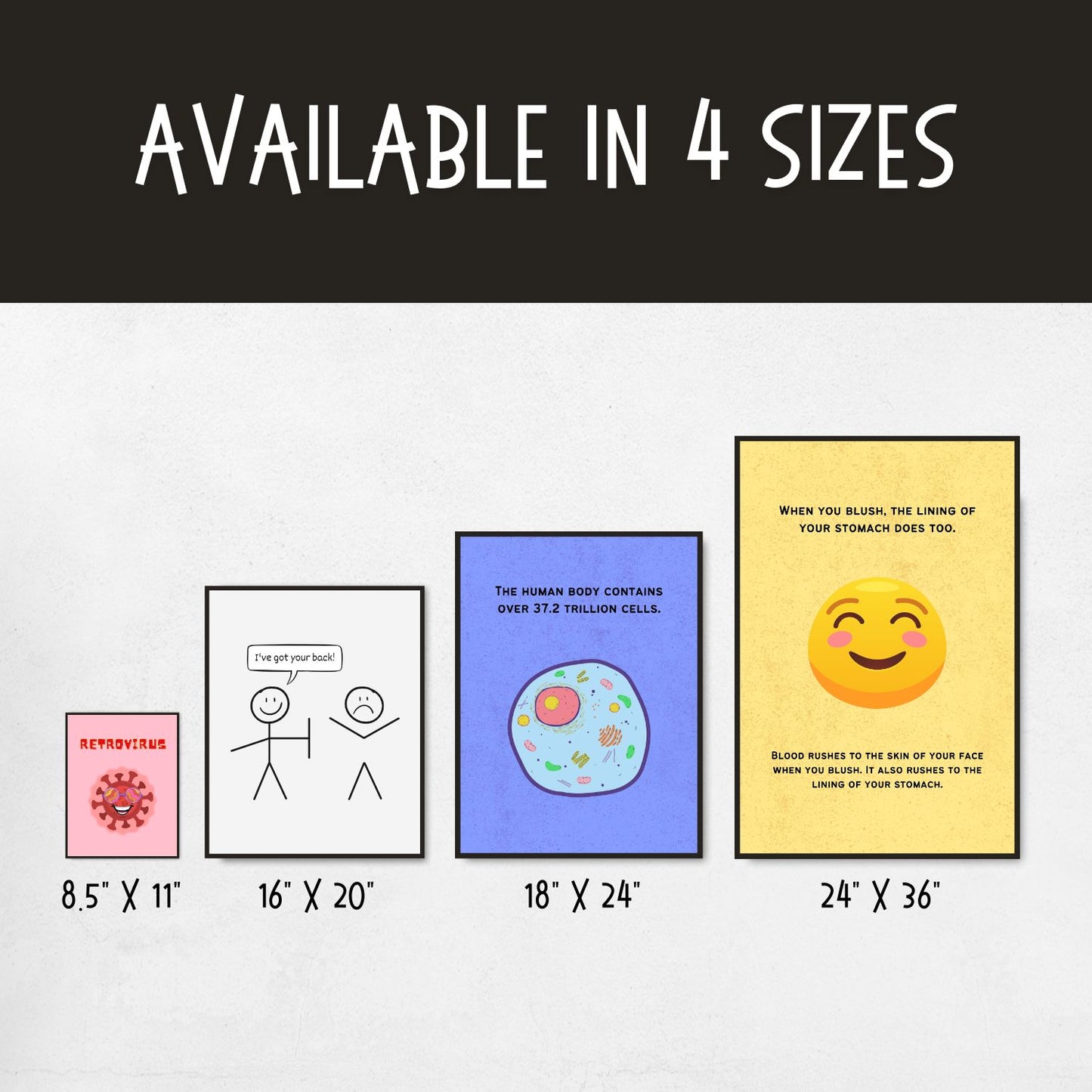 Bundle of fun facts and funny posters for biology classroom decor