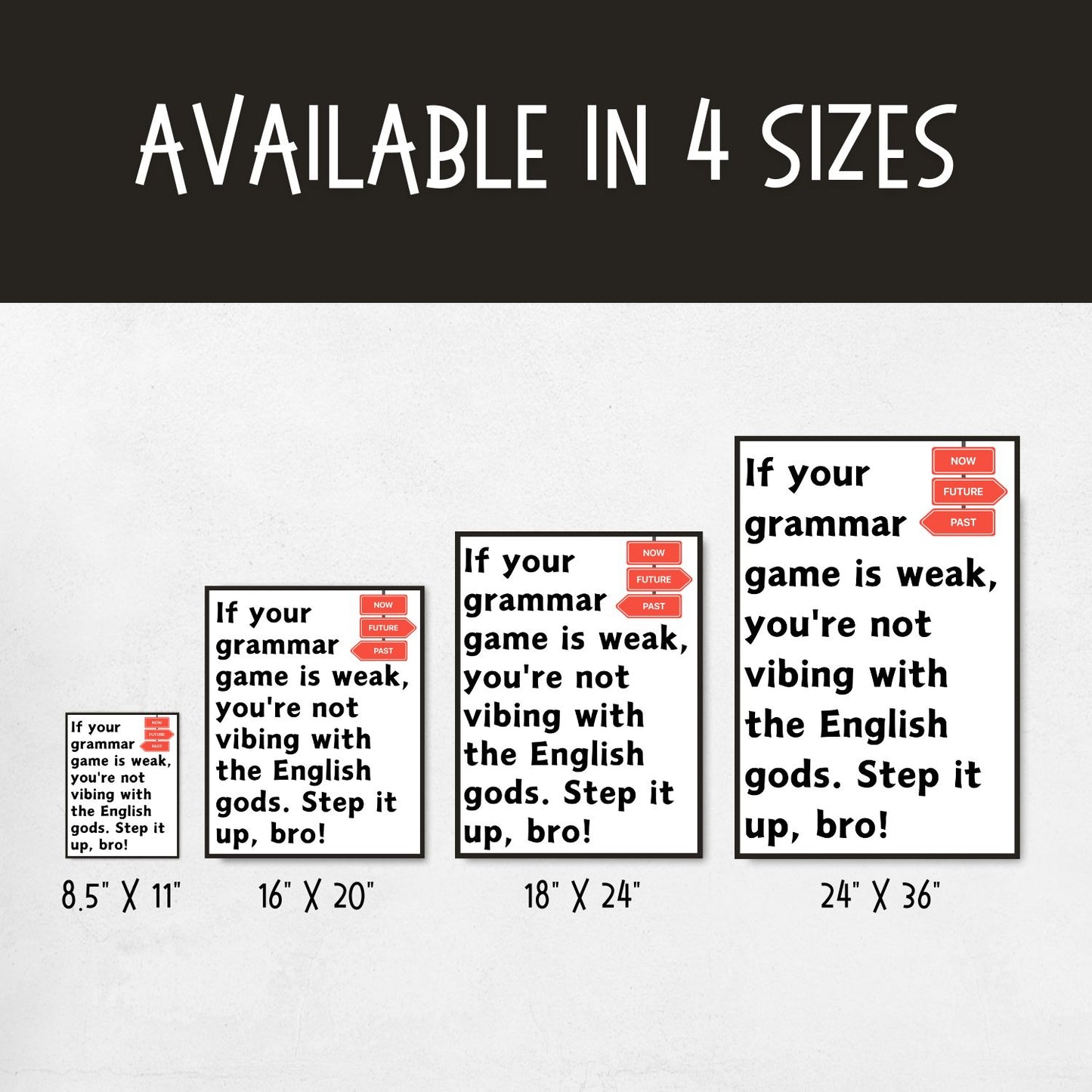 Funny grammar rule poster for English classroom decor