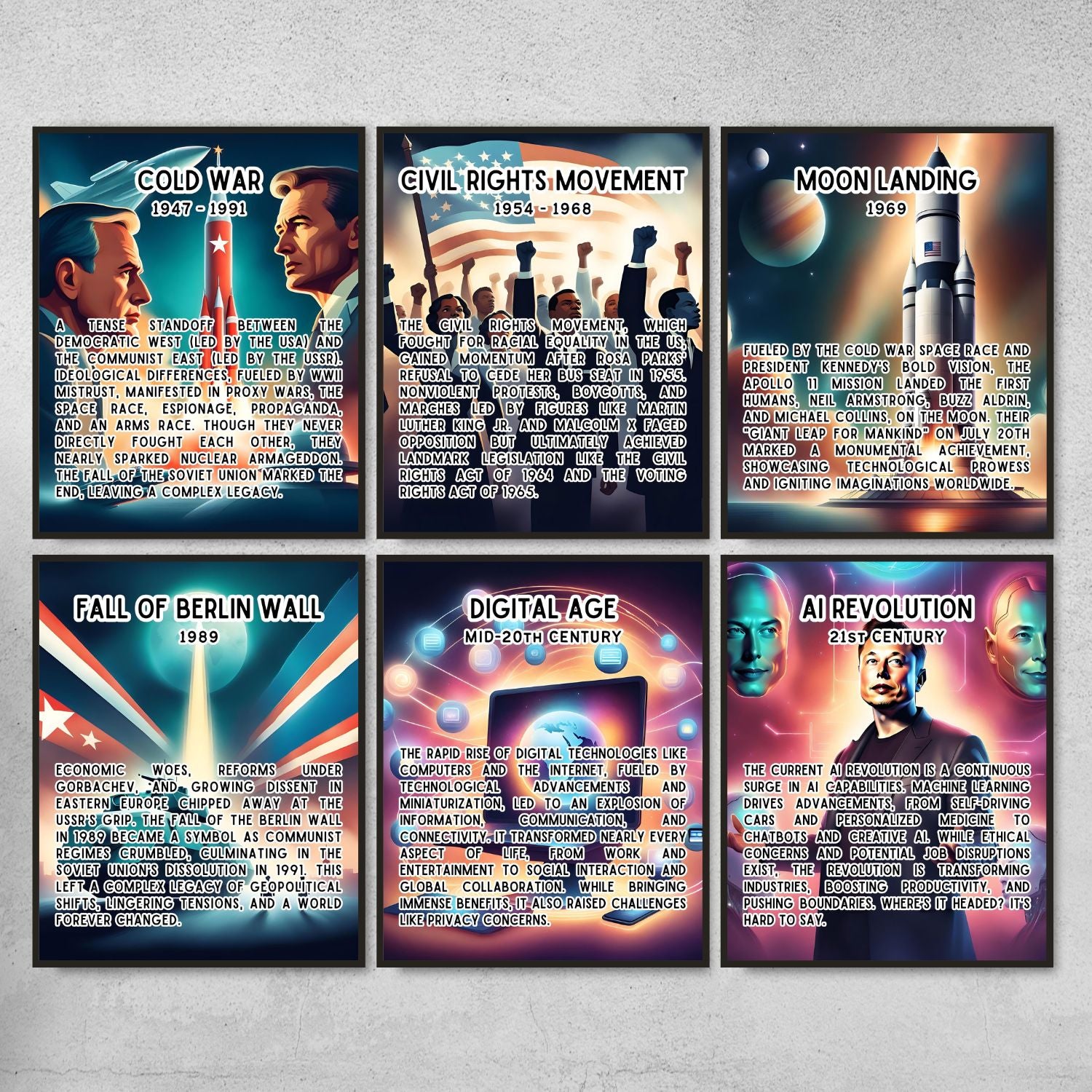 36 Chronological History timeline posters for history classroom decor