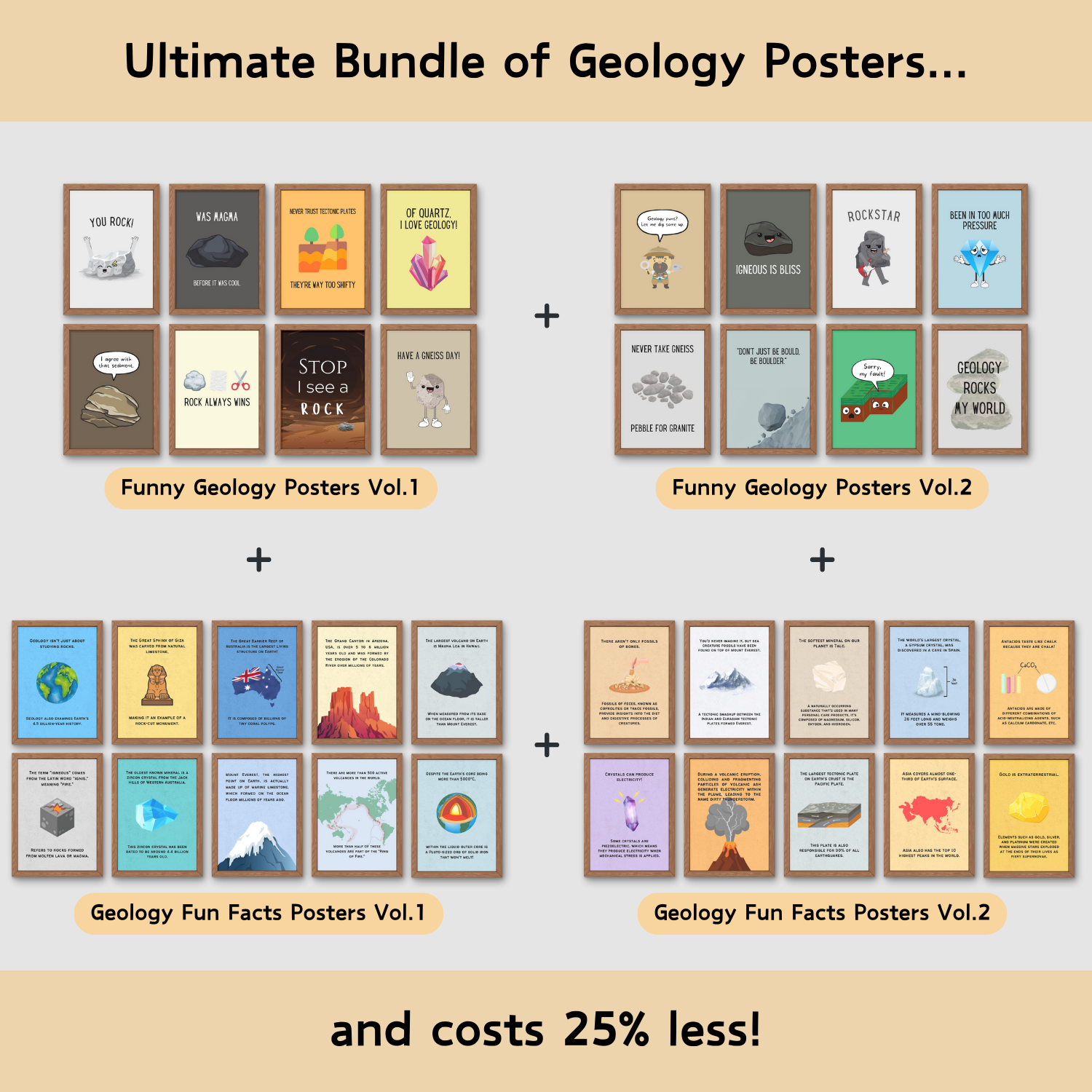 Bundle of fun facts and funny posters for geology classroom decor