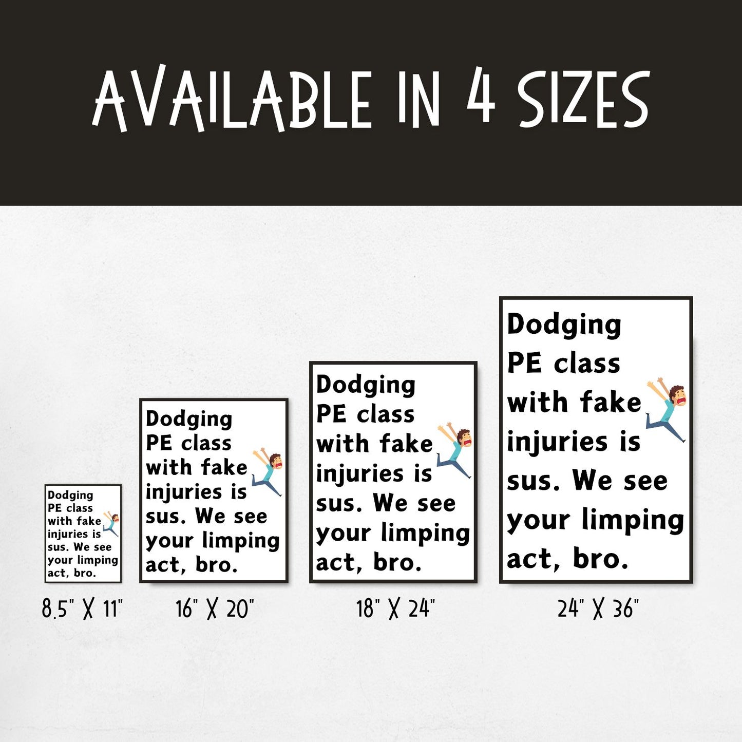 Funny PE classroom rules poster for classroom decor