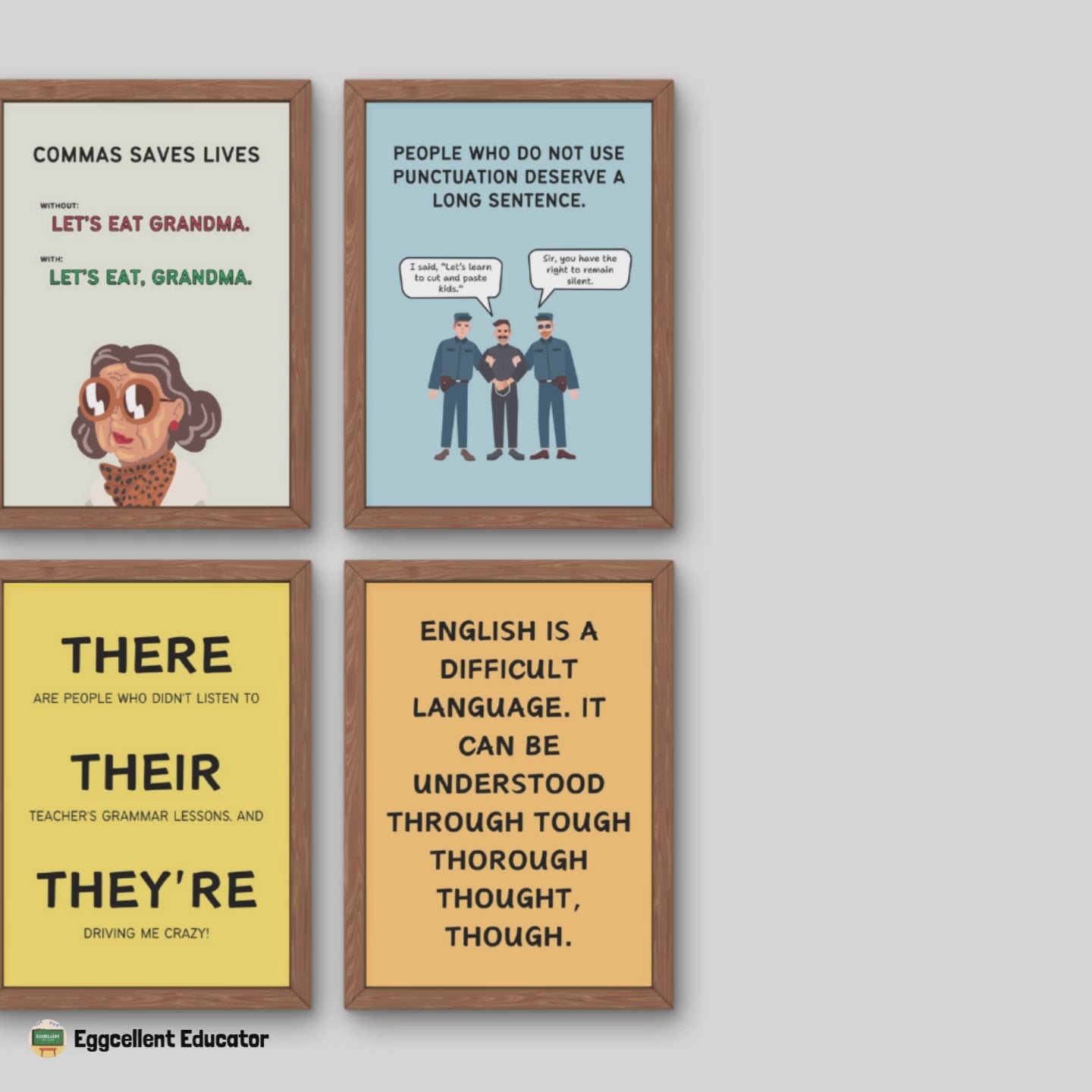 Funny Grammar Posters for English Classroom Decor