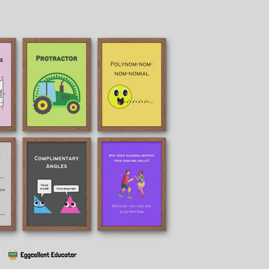 Bundle of fun facts and funny posters for math classroom decor