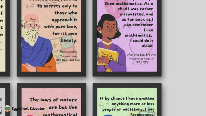 Mathematicians Quotes Posters for Math Classroom decor