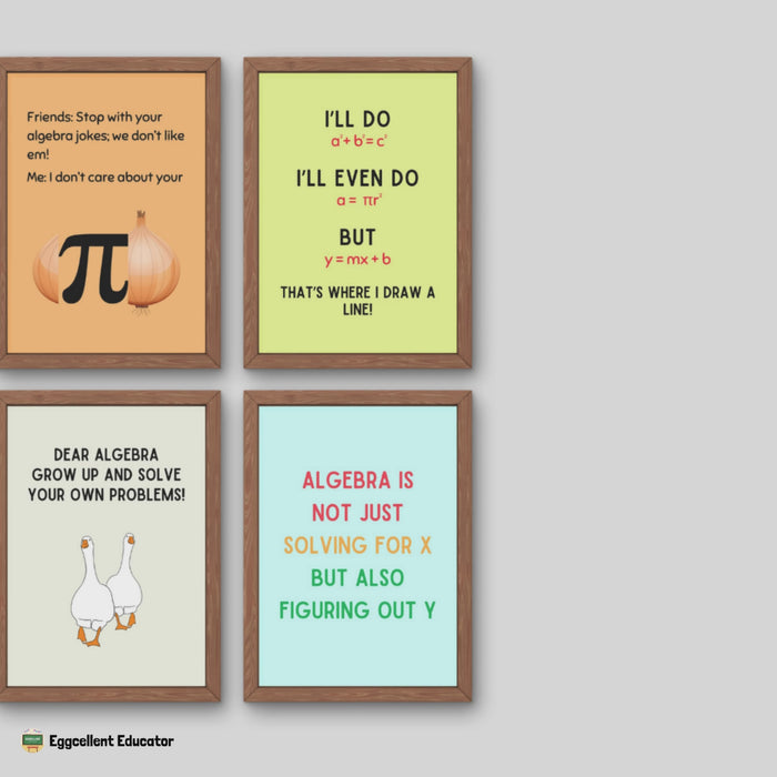 Funny Algebra Posters for Math Classroom Decor