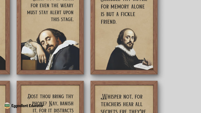 Funny Shakespeare Rules Posters for Classroom Decor