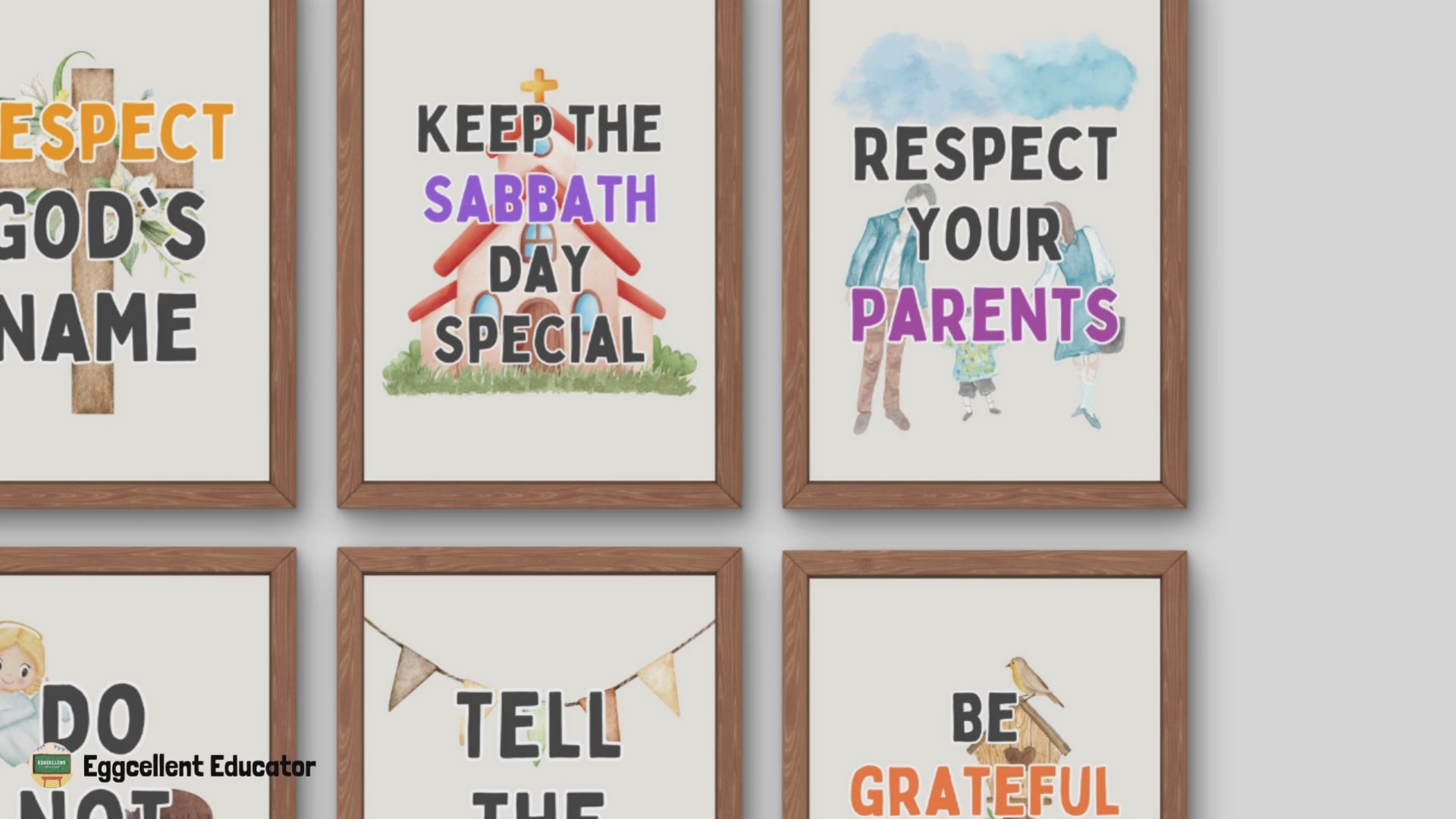 10 Commandments Posters for Religious Classroom Decor