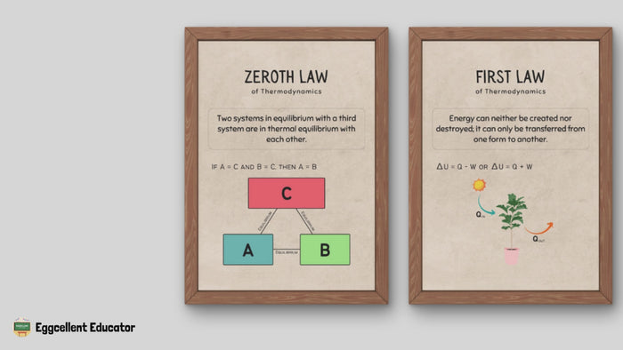 Laws of Thermodynamics Posters for Science Classroom Decor