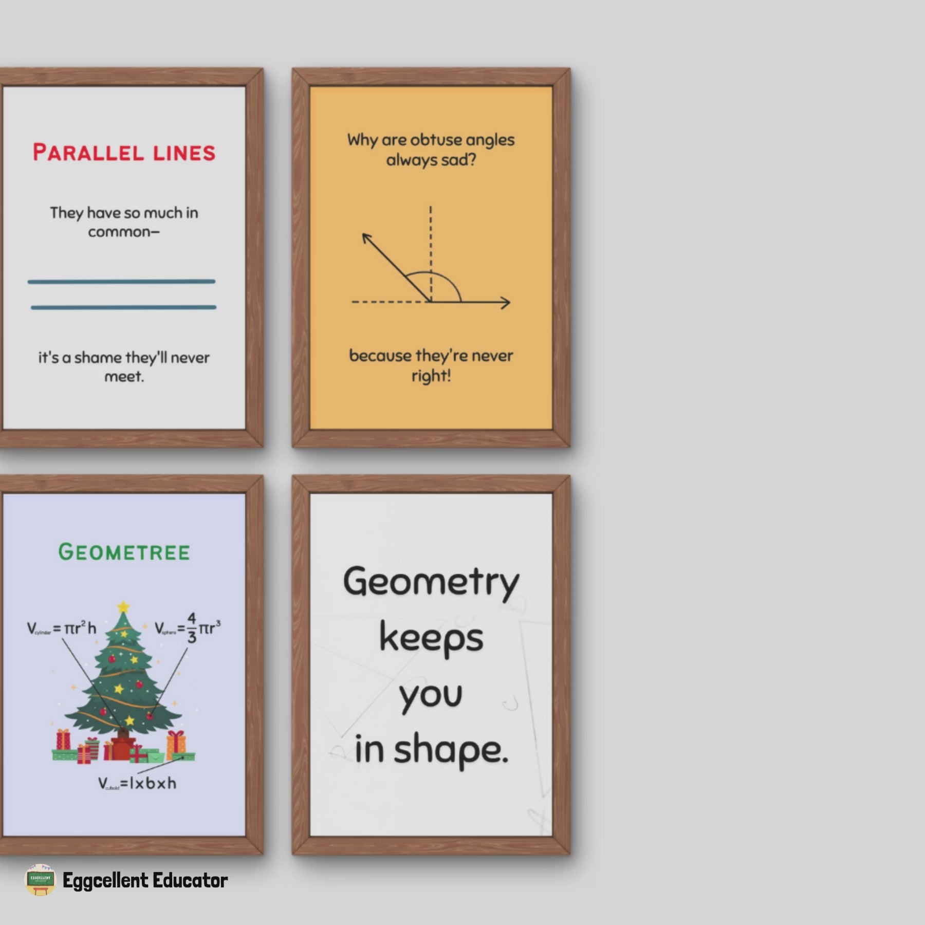 Funny Geometry Posters for Math Classroom Decor