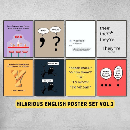 Funny english classroom decoration posters and teacher gifts