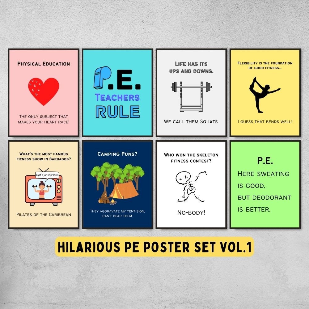 Funny Posters for PE Classroom Decor